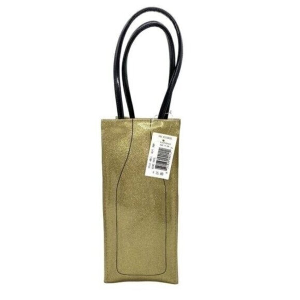 Bloomingdale's Metallic Gold Wine Tote Bag New